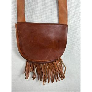 Handmade Genuine Leather Fringe Crossbody Bag Boho Western Festival Purse